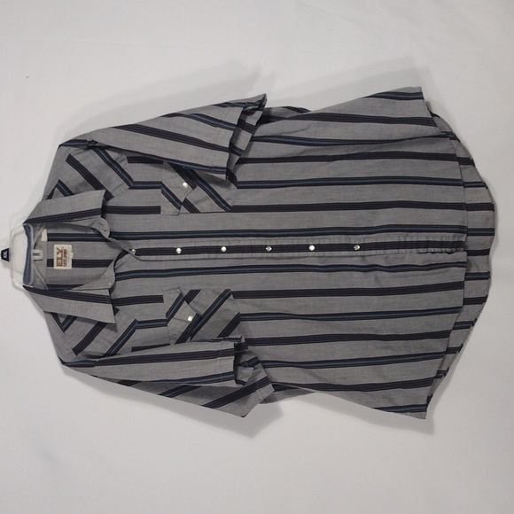 Vintage Ely Cattleman Gray Striped Pearl Snap Western Shirt size 18 1/2 XXL - Picture 1 of 9